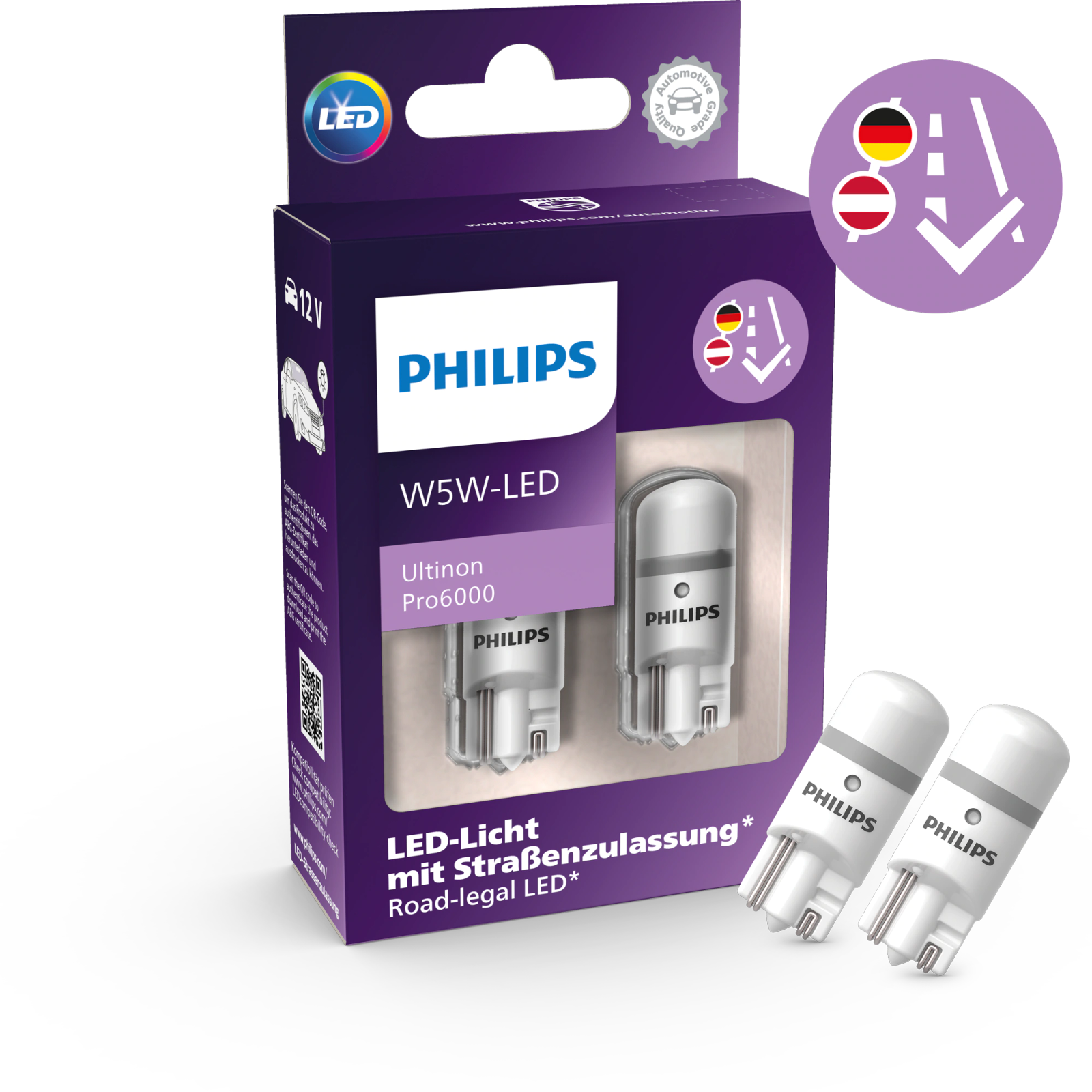 LED W5W 12V 0,9W Ultinon Pro6000 mit Straßenzulassung 6000K 2 St. Philips LED W5W 12V 0,9W Ultinon Pro6000 mit Straßenzulassung 6000K 2 St. Philips