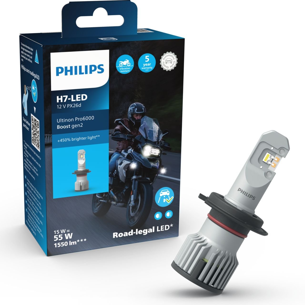 LED H7 12/24 16W Ultinon Pro6000 Boost Gen2 +450% mit Straßenzul. 1St. Philips LED H7 12/24 16W Ultinon Pro6000 Boost Gen2 +450% mit Straßenzul. 1St. Philips
