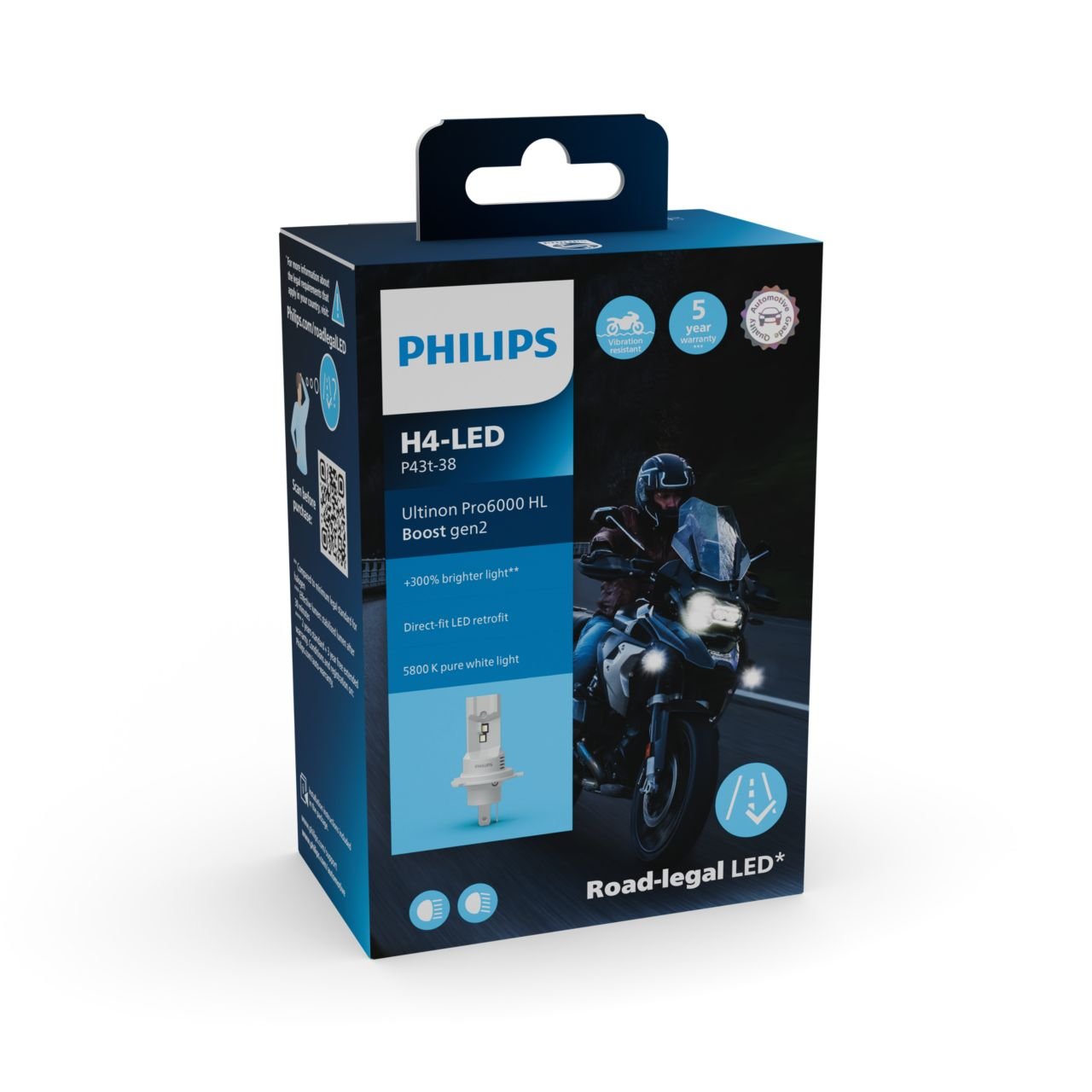 H4 12V 18W Ultinon Pro6000 Boost Gen2 +300% Moto 1St. Philips