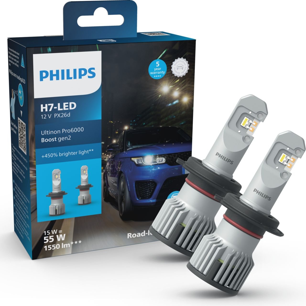 LED H7 12/24 16W Ultinon Pro6000 Boost Gen2 +450% mit Straßenzul. 2St. Philips LED H7 12/24 16W Ultinon Pro6000 Boost Gen2 +450% mit Straßenzul. 2St. Philips
