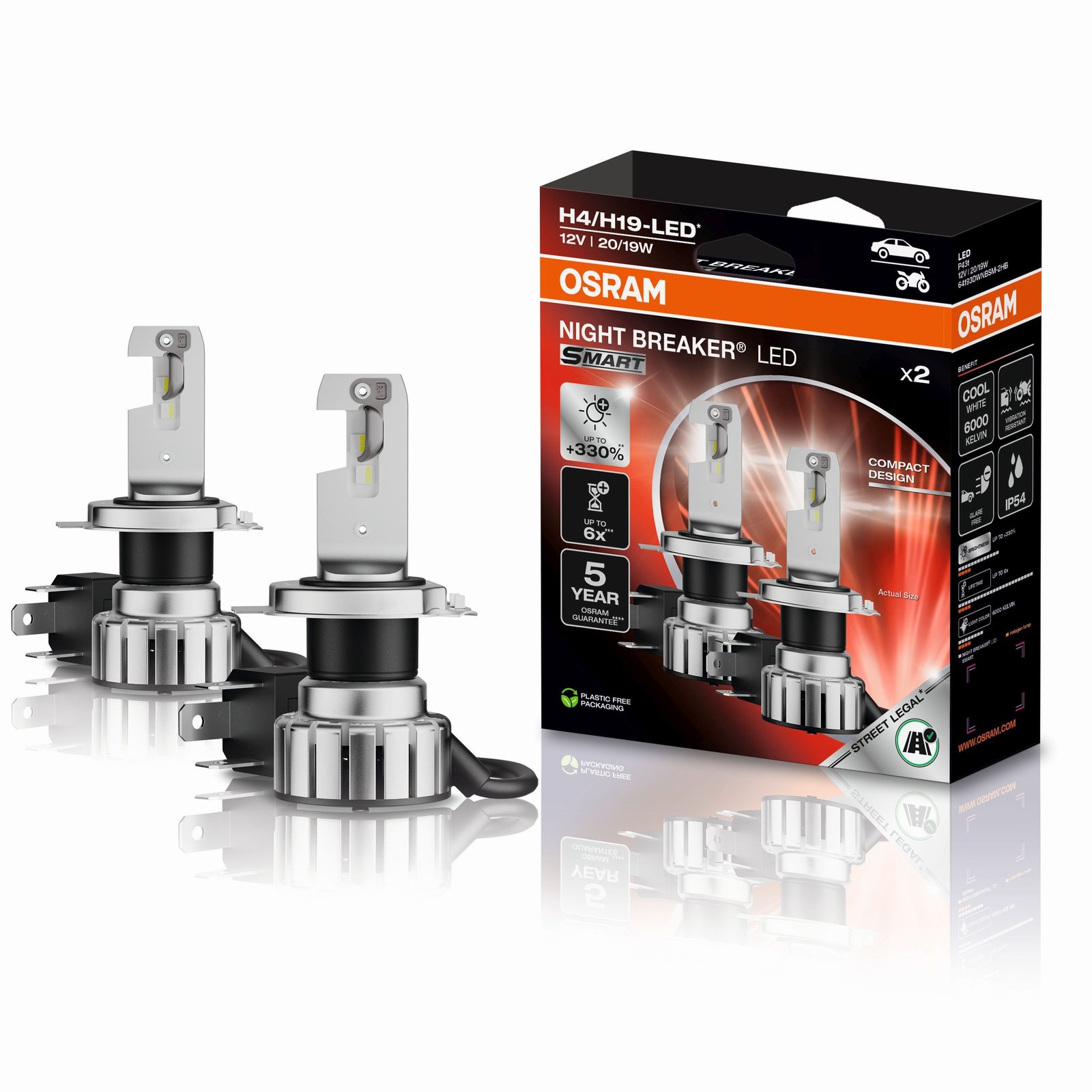 H4/H19 NIGHT BREAKER LED SMART +330% StVZO-Konforme LED 2 St. OSRAM H4/H19 NIGHT BREAKER LED SMART +330% StVZO-Konforme LED 2 St. OSRAM