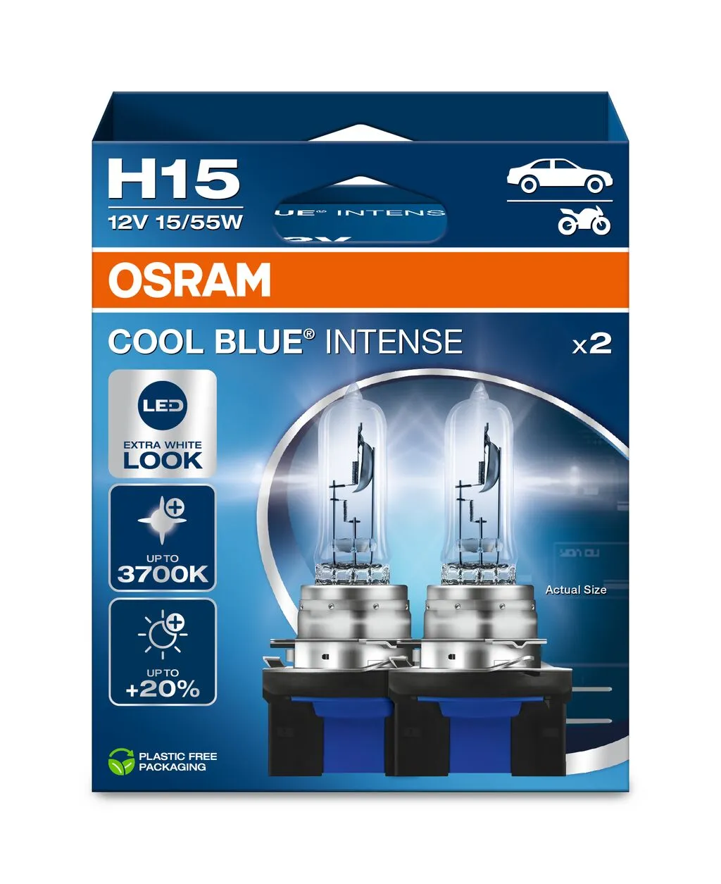 H15 12V 15/55W PGJ23t-1 Cool Blue INTENSE NextGen. 3700K +100% Duo 2st. OSRAM H15 12V 15/55W PGJ23t-1 Cool Blue INTENSE NextGen. 3700K +100% Duo 2st. OSRAM
